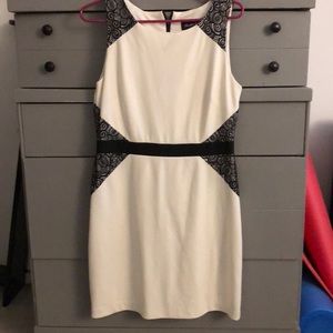 Formal Dress. Short. Ivory and Black Lace.